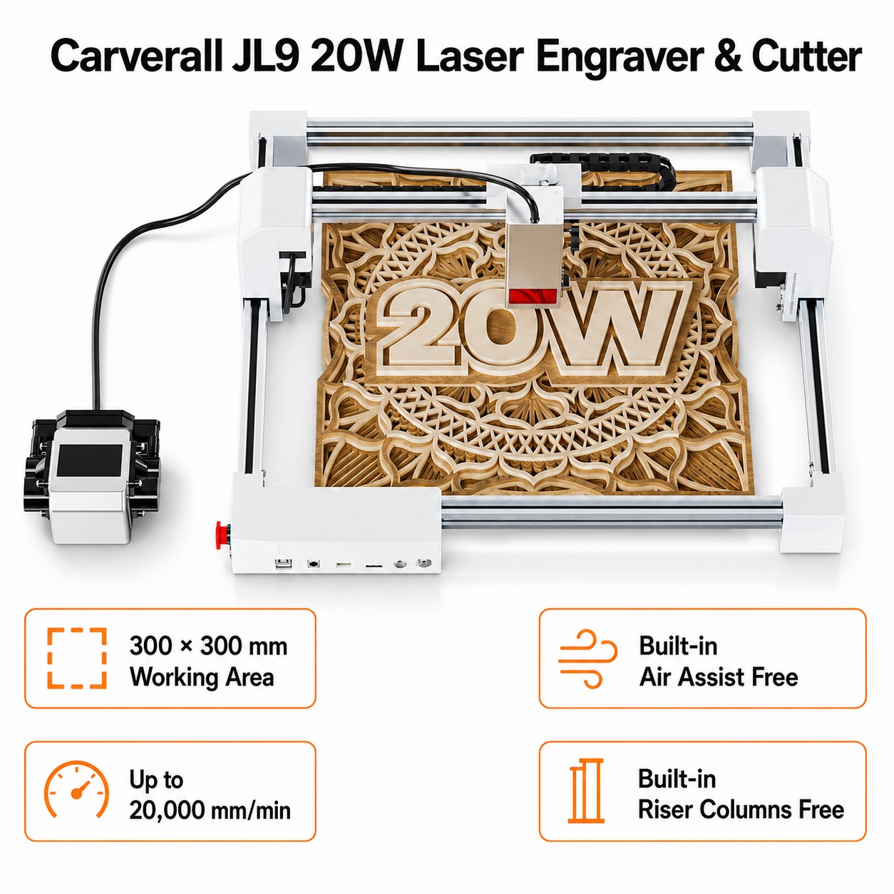 Industrial Acrylic Laser Cutter - Carverall JL9 20W Mesin Pengukir dan