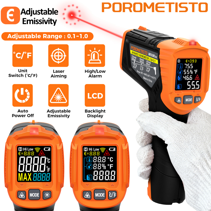 Industrial Laser Sensor - Termometer Inframerah -50~380C -50~800C Meteran Kelembaban